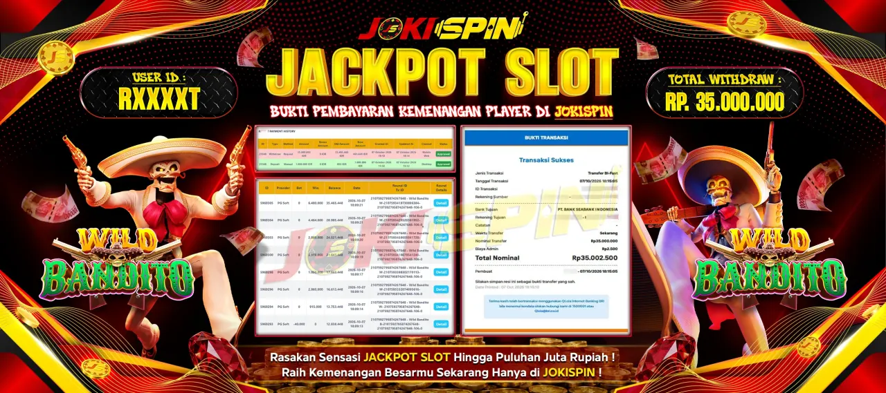 JOKISPIN JACKPOT SLOT WILD BANDITO Rp.35,000,000,-