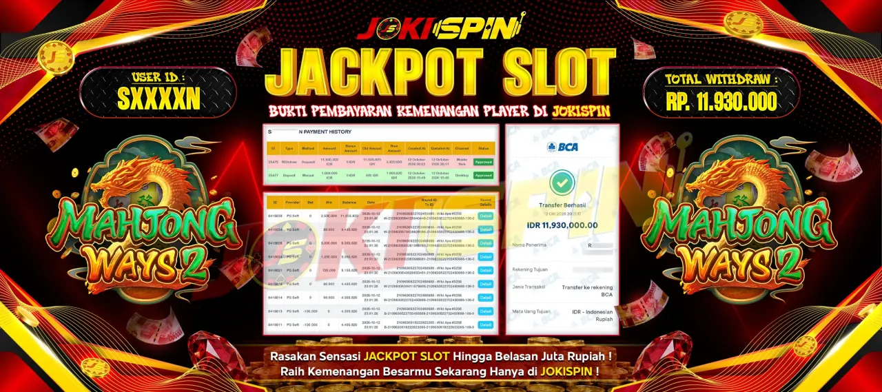 JOKISPIN JACKPOT SLOT MAHJONG WAYS 2 Rp.11,930,000,-