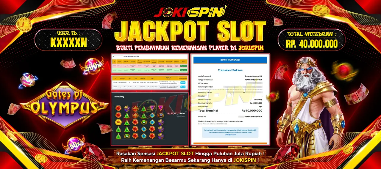 JOKISPIN JACKPOT SLOT GATES OF OLYMPUS Rp.40,000,000,-